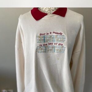 Vintage 90s Golf Cream Sweatshirt with Red Collar